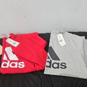 Adidas Red and Gray Logo T-Shirts